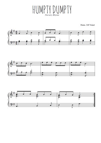 Téléchargez l'arrangement pour piano de la partition de Humpty dumpty en PDF
